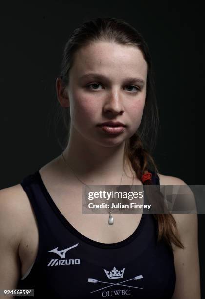 Juliette Perry of Oxford University Women Boat Club poses for a portrait during the 2018 Cancer Research UK Boat Race Crew Announcement on February...