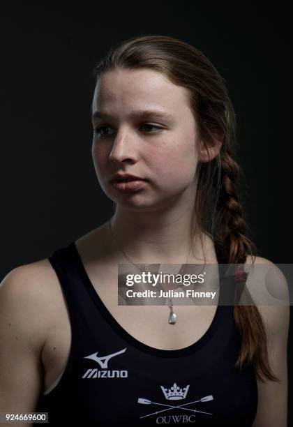 Juliette Perry of Oxford University Women Boat Club poses for a portrait during the 2018 Cancer Research UK Boat Race Crew Announcement on February...