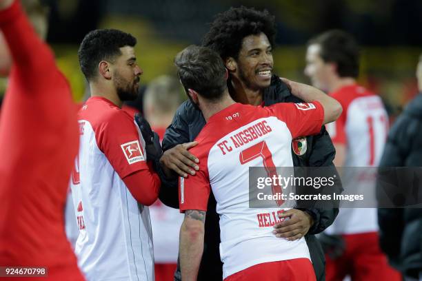 Shawn Parker of FC Augsburg, Caiuby of FC Augsburg, Marcel Heller of FC Augsburg during the German Bundesliga match between Borussia Dortmund v FC...