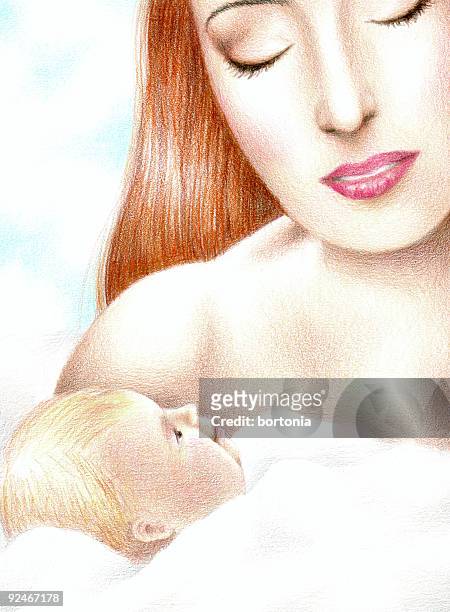 madre y bebé - mother and baby illustration fotografías e imágenes de stock