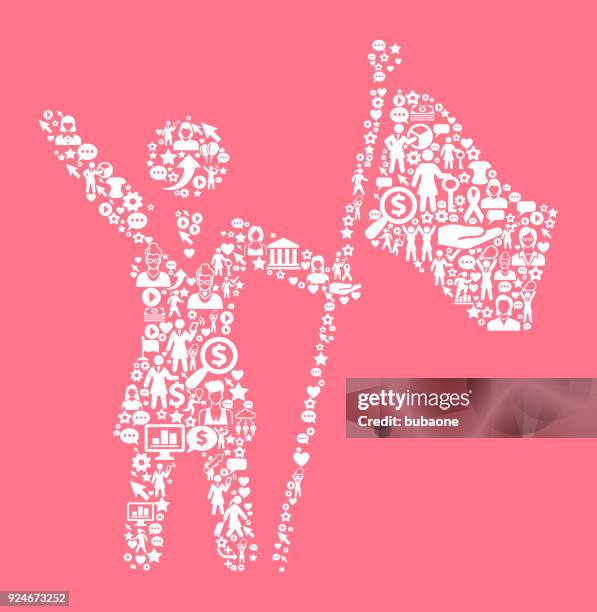 flag stickfigure  women's rights and girl power icon pattern - stickfigure stock illustrations