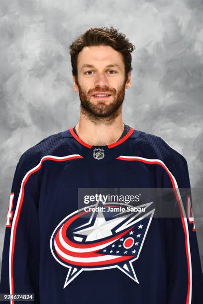 Taylor Chorney of the Columbus Blue Jackets poses for his headshot prior to a game against the Washington Capitals on February 26, 2018 at Nationwide...