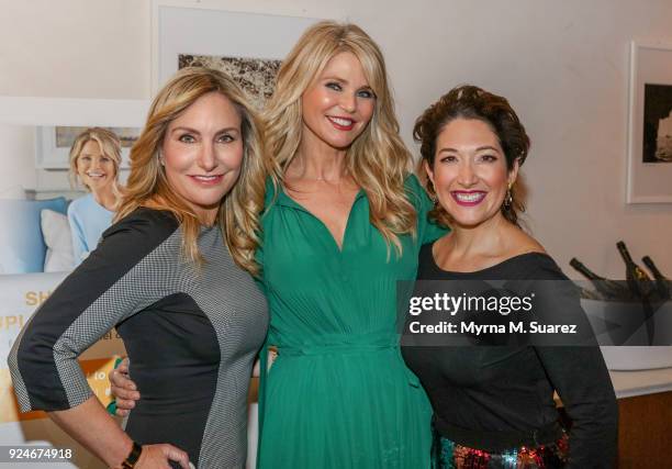 Debbie White, Christie Brinkley and Randi Zuckerberg pose backstage at the Merz Aesthetics Women Empowerment Panel at Avra Restaurant, on February...