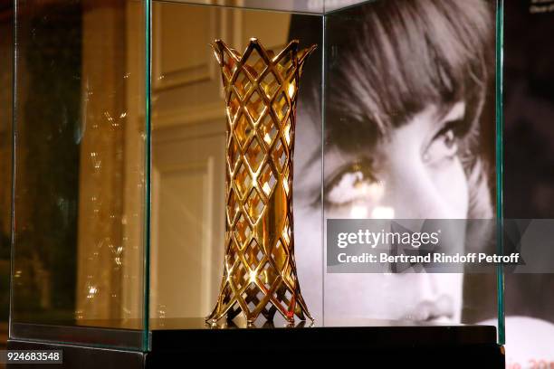 Illustration view of the award during the 'Diner Des Producteurs' - Producer's Dinner Held at Four Seasons Hotel George V on February 26, 2018 in...