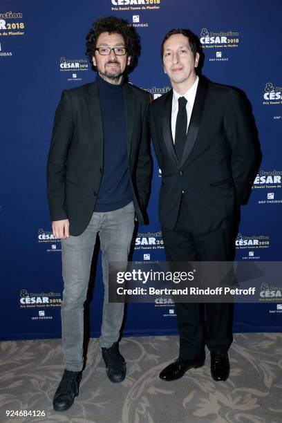 Directors David Foenkinos and his brother Stephane Foenkinos attend the 'Diner Des Producteurs' - Producer's Dinner Held at Four Seasons Hotel George...