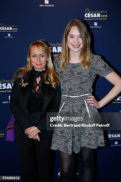 Rosalie Varda and Deborah Francois attend the 'Diner Des Producteurs' - Producer's Dinner Held at Four Seasons Hotel George V on February 26, 2018 in...