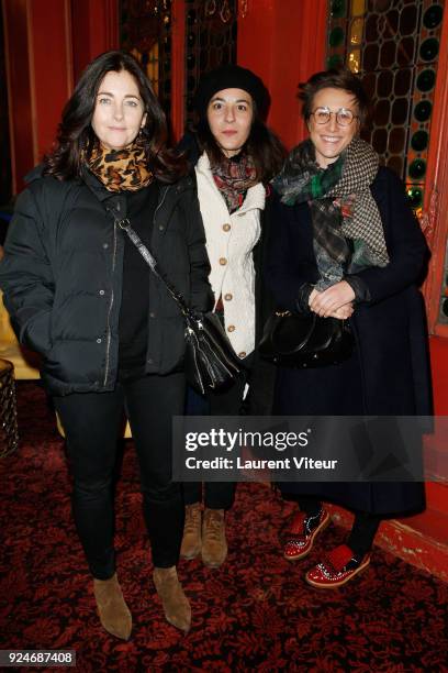 Actress Cristiana Reali, guest and Actress Noemie Caillault attend "L'Evenement" Theater Play during 'Paroles Citoyennes' 10 shows to wonder about...