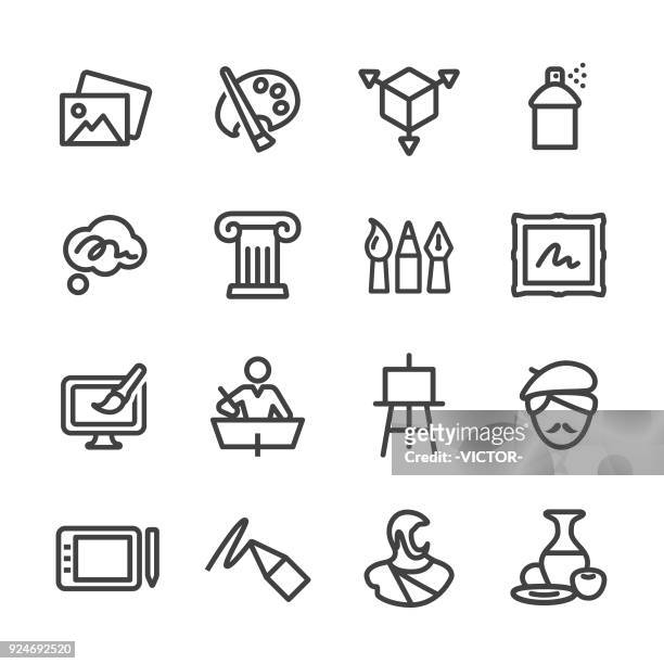 art education icons - line series - painted image stock illustrations