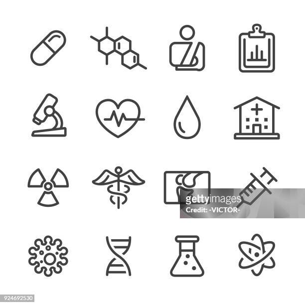 medical icon set - line series - infectious disease stock illustrations