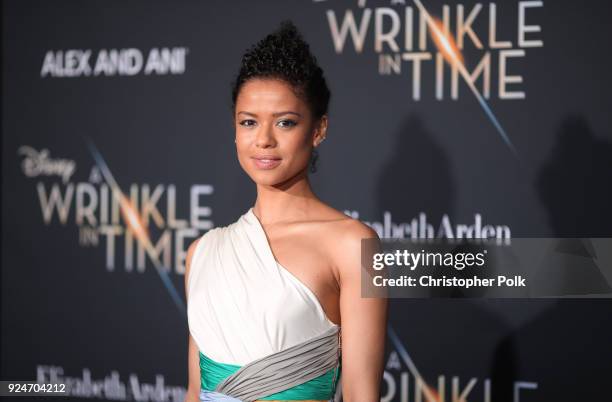 Gugu Mbatha-Raw attends the premiere of Disney's "A Wrinkle In Time" at the El Capitan Theatre on February 26, 2018 in Los Angeles, California.