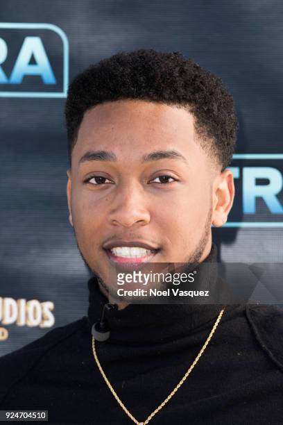 Jacob Latimore visits "Extra" at Universal Studios Hollywood on February 26, 2018 in Universal City, California.
