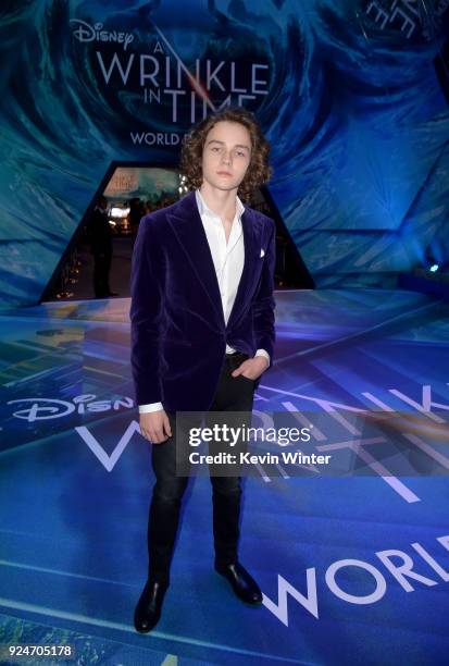 Levi Miller attends the premiere of Disney's "A Wrinkle In Time" at the El Capitan Theatre on February 26, 2018 in Los Angeles, California.