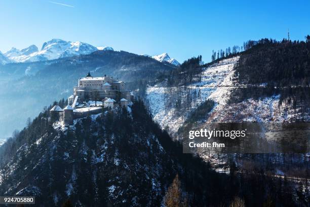 hohenwerfen castle (werfen, austria) - hohenwerfen castle stock pictures, royalty-free photos & images