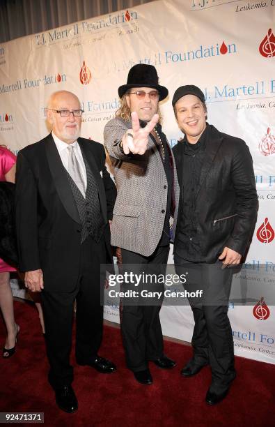 Honoree Bruce Lundvall and recording artists Big Kenny and Gavin DeGraw attend the 34th Annual T.J. Martell Foundation's Awards Gala at the Hilton...
