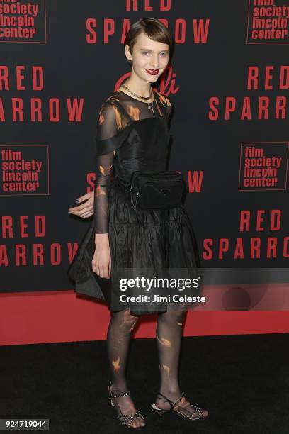 Sasha Frolova attends the New York premiere of "Red Sparrow" at Alice Tully Hall on February 26, 2018 in New York City.