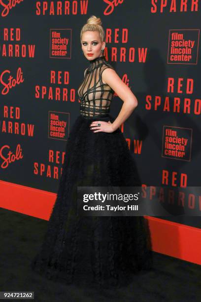 Actress Jennifer Lawrence attends the "Red Sparrow" premiere at Alice Tully Hall at Lincoln Center on February 26, 2018 in New York City.