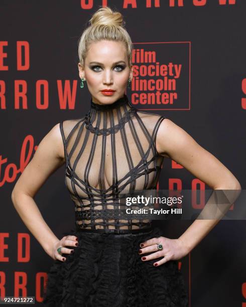 Actress Jennifer Lawrence attends the "Red Sparrow" premiere at Alice Tully Hall at Lincoln Center on February 26, 2018 in New York City.