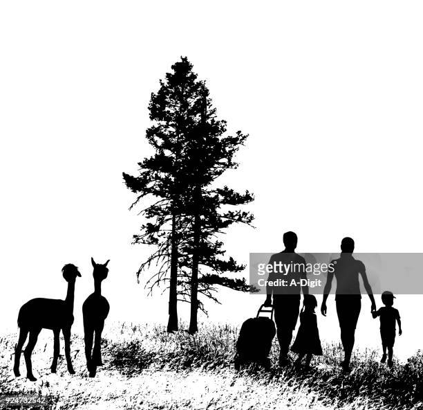 wild llamas hike - clip art family stock illustrations
