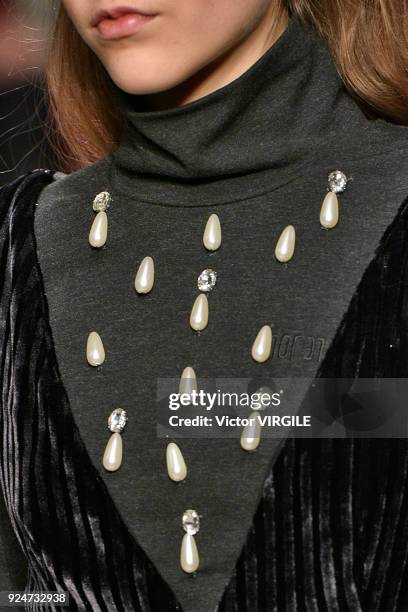 Model walks the runway at the Au Jour Le Jour Ready to Wear Fall/Winter 2018-2019 fashion show during Milan Fashion Week Fall/Winter 2018/19 on...