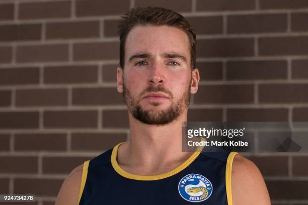 Clinton Gutherson poses during the Parramatta Eels NRL media day at the Old Saleyards Reserve on February 27, 2018 in Sydney, Australia.