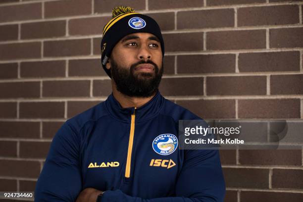 Michael Jennings poses during the Parramatta Eels NRL media day at the Old Saleyards Reserve on February 27, 2018 in Sydney, Australia.
