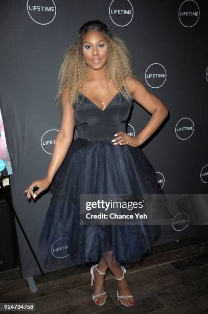 Laverne Cox attends "Glam Masters" premiere party at Dirty French on February 26, 2018 in New York City.