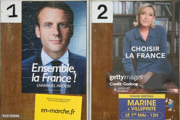 French presidential election campaign. Marine Le Pen VS Emamnuel Macron. France. .