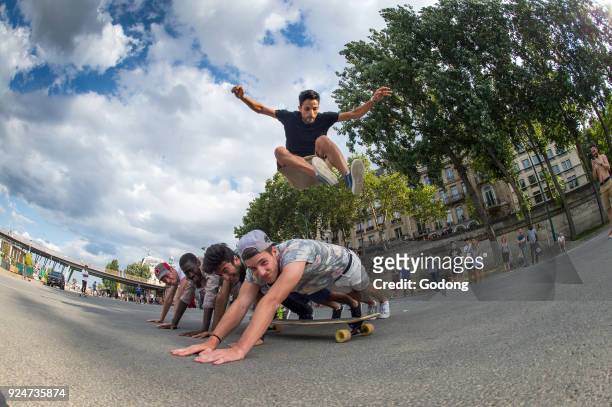 Skateboarders in Paris.