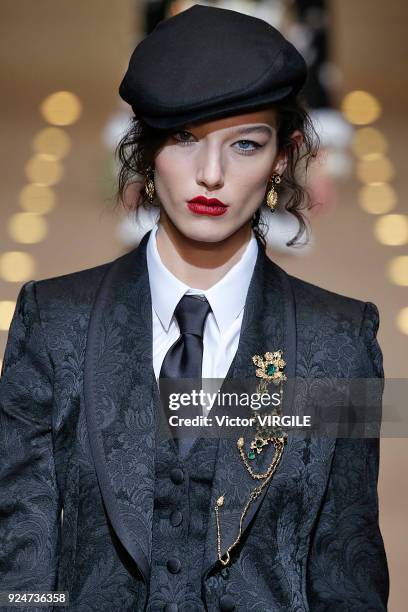 Model walks the runway at the Dolce & Gabbana Ready to Wear Fall/Winter 2018-2019 fashion show during Milan Fashion Week Fall/Winter 2018/19 on...