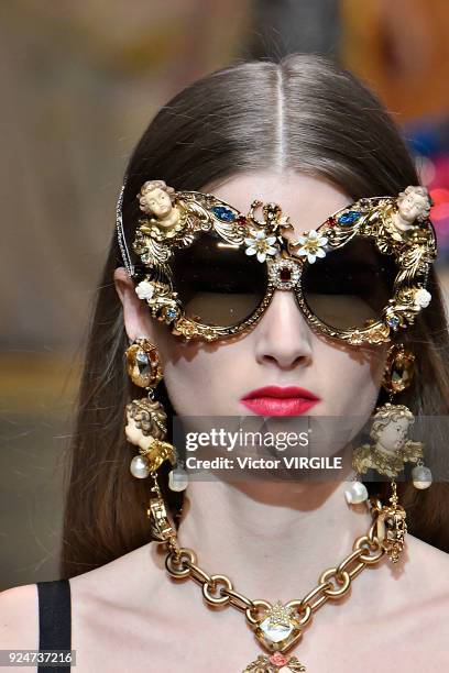 Model walks the runway at the Dolce & Gabbana Ready to Wear Fall/Winter 2018-2019 fashion show during Milan Fashion Week Fall/Winter 2018/19 on...