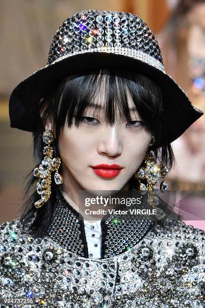 Model walks the runway at the Dolce & Gabbana Ready to Wear Fall/Winter 2018-2019 fashion show during Milan Fashion Week Fall/Winter 2018/19 on...