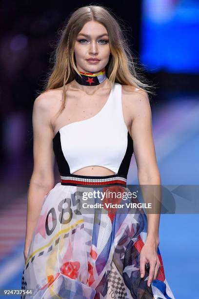 Gigi Hadid walks the runway at the Tommy Hilfiger Ready to Wear Spring/Summer 2018 fashion show during Milan Fashion Week Fall/Winter 2018/19 on...