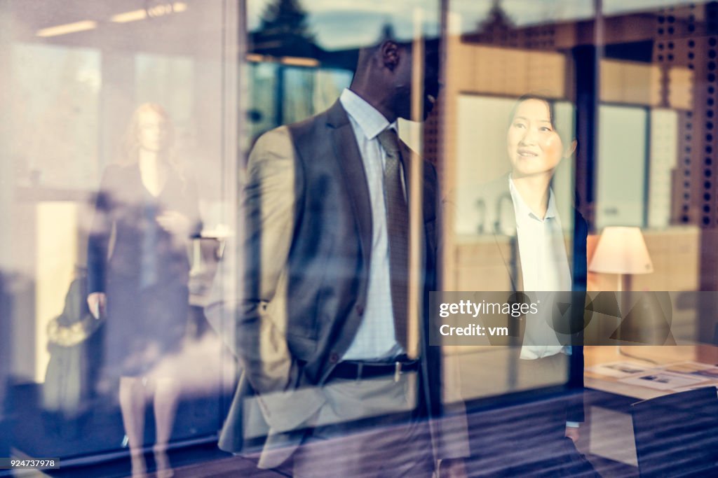 Business talk by the window