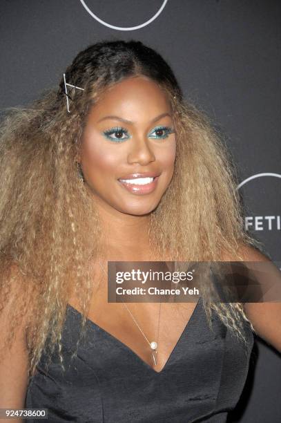 Laverne Cox attends "Glam Masters" premiere party at Dirty French on February 26, 2018 in New York City.