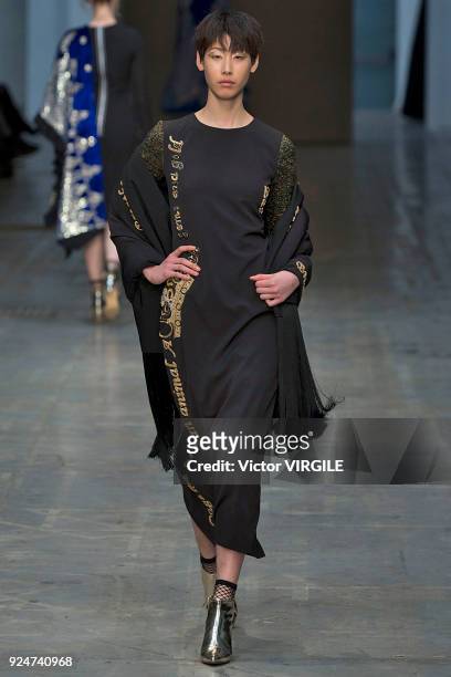 Model walks the runway at the Francesca Liberatore Ready to Wear Fall/Winter 2018-2019 fashion show during Milan Fashion Week Fall/Winter 2018/19 on...
