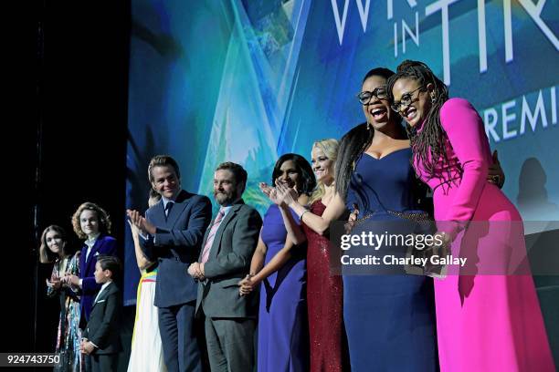 Actors Rowan Blanchard, Levi Miller, Deric McCabe, Chris Pine, Zach Galifianakis, Mindy Kaling, Reese Witherspoon, Oprah Winfrey and Director Ava...