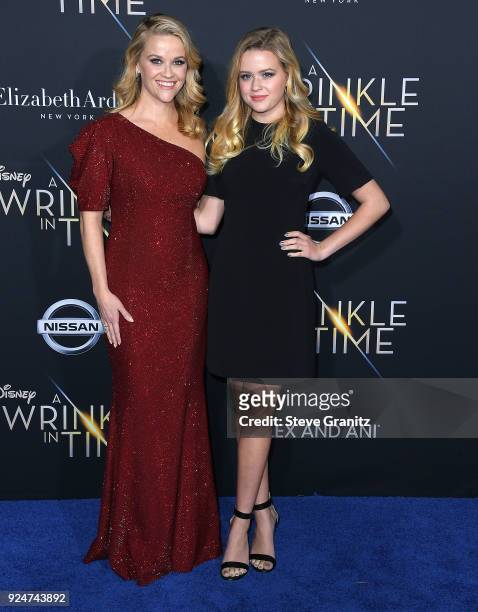 Reese Witherspoon, Ava Phillippe arrives at the Premiere Of Disney's "A Wrinkle In Time" on February 26, 2018 in Los Angeles, California.