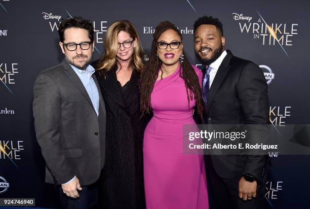 Director J.J. Abrams, Katie McGrath, Directors Ava DuVernay and Ryan Coogler arrive at the world premiere of Disneys 'A Wrinkle in Time' at the El...