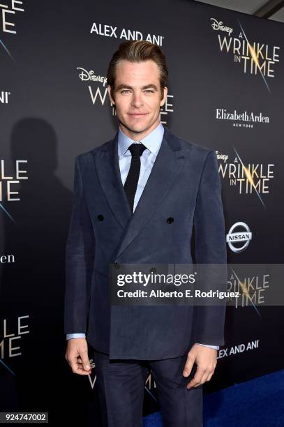 Actor Chris Pine arrives at the world premiere of Disneys 'A Wrinkle in Time' at the El Capitan Theatre in Hollywood CA, Feburary 26, 2018.