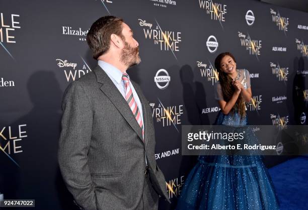Actors Zach Galifianakis and Storm Reid arrive at the world premiere of Disneys 'A Wrinkle in Time' at the El Capitan Theatre in Hollywood CA,...