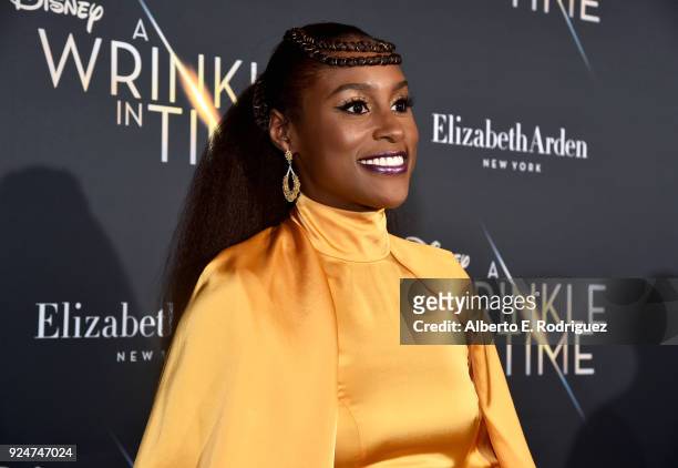 Actor Issa Rae arrives at the world premiere of Disneys 'A Wrinkle in Time' at the El Capitan Theatre in Hollywood CA, Feburary 26, 2018.