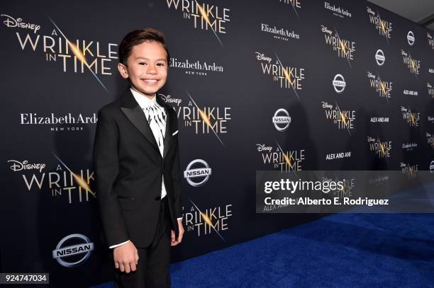 Actor Deric McCabe arrives at the world premiere of Disneys 'A Wrinkle in Time' at the El Capitan Theatre in Hollywood CA, Feburary 26, 2018.