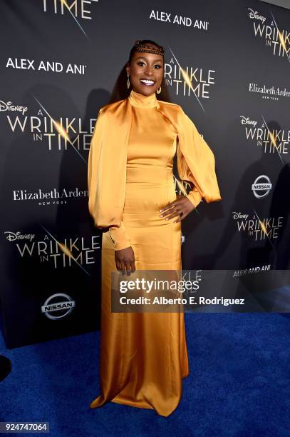 Actor Issa Rae arrives at the world premiere of Disneys 'A Wrinkle in Time' at the El Capitan Theatre in Hollywood CA, Feburary 26, 2018.
