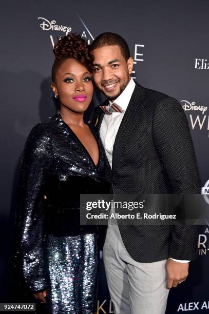 Actor DeWanda Wise and singer Alano Miller arrive at the world premiere of Disneys 'A Wrinkle in Time' at the El Capitan Theatre in Hollywood CA,...