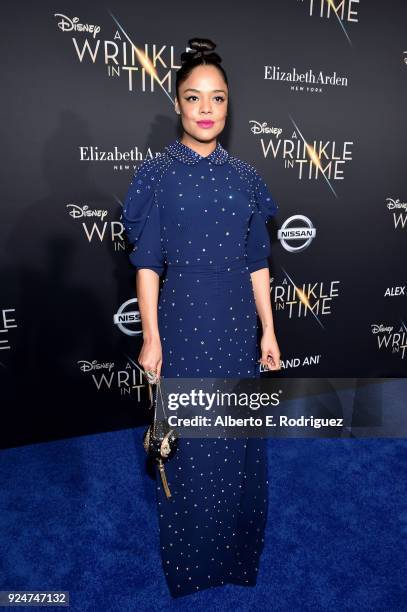 Actor Tessa Thompson arrives at the world premiere of Disneys 'A Wrinkle in Time' at the El Capitan Theatre in Hollywood CA, Feburary 26, 2018.