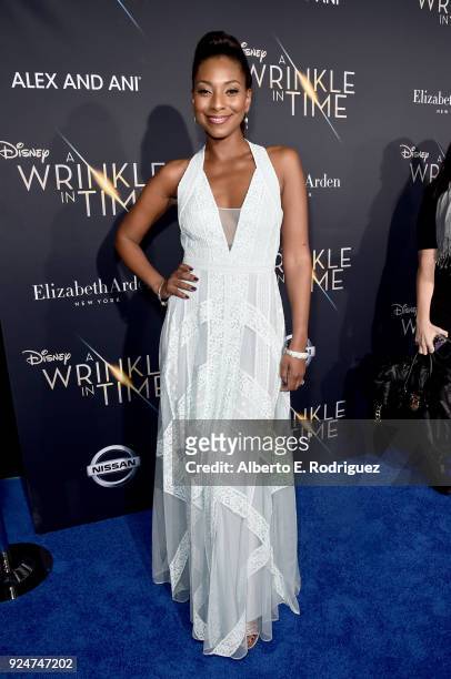 Actor Napiera D. Groves arrives at the world premiere of Disneys 'A Wrinkle in Time' at the El Capitan Theatre in Hollywood CA, Feburary 26, 2018.