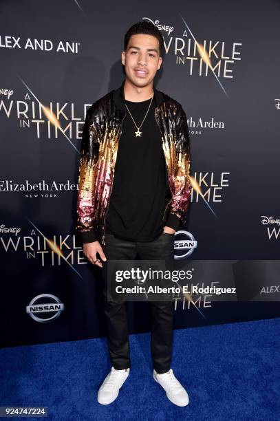 Actor Marcus Scribner arrives at the world premiere of Disneys 'A Wrinkle in Time' at the El Capitan Theatre in Hollywood CA, Feburary 26, 2018.