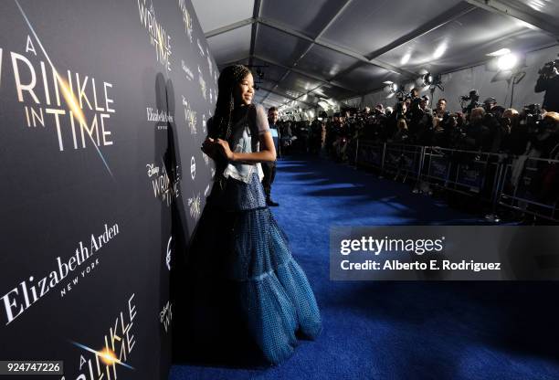 Actor Storm Reid arrives at the world premiere of Disneys 'A Wrinkle in Time' at the El Capitan Theatre in Hollywood CA, Feburary 26, 2018.