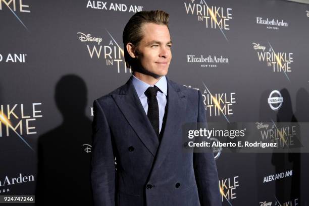 Actor Chris Pine arrives at the world premiere of Disneys 'A Wrinkle in Time' at the El Capitan Theatre in Hollywood CA, Feburary 26, 2018.