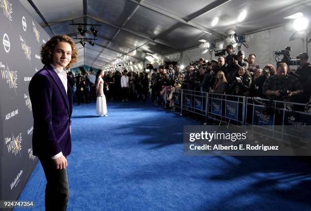 Actor Levi Miller arrives at the world premiere of Disneys 'A Wrinkle in Time' at the El Capitan Theatre in Hollywood CA, Feburary 26, 2018.